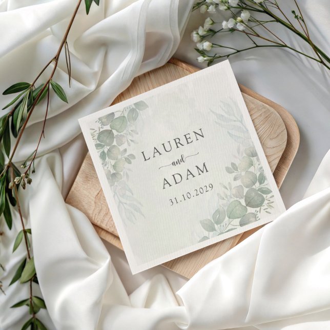 Servilleta De Papel Boda Botánica Verde Boho Eucalipto (Subido por el creador)