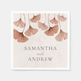 Servilleta De Papel Boda Botánico Acuarela Terracota Ginkgo