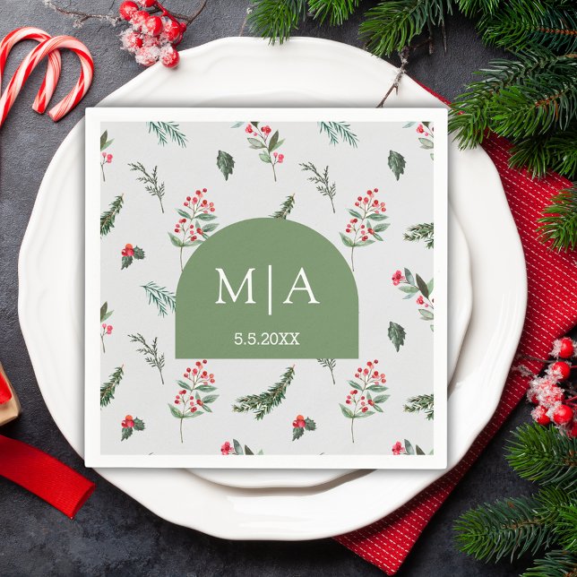 Servilleta De Papel boda botánico de arco verde moderno (Subido por el creador)