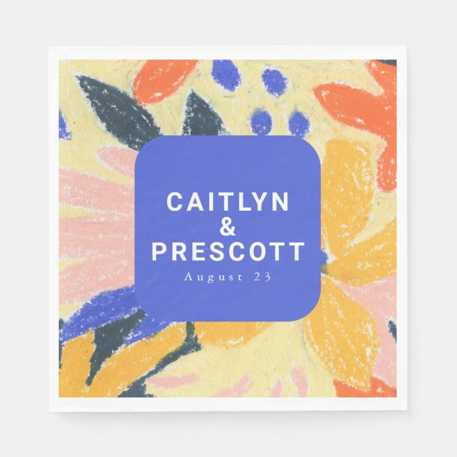 Servilleta De Papel Boda botánico de arte azul moderno Resumen (Anverso)