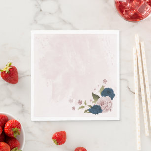 Servilleta De Papel boda botánico de flores azul marino rosa