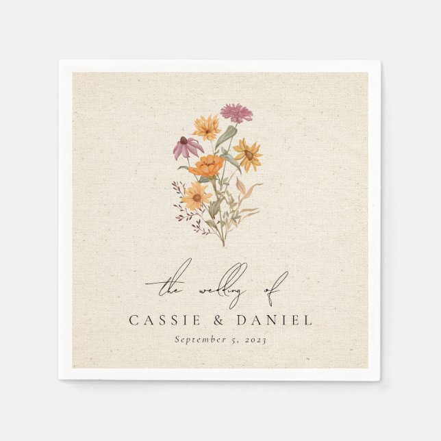 Servilleta De Papel Boda Botánico del Jardín de Flores Silvestres de C (Anverso)