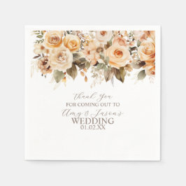 Servilleta De Papel Boda Botánico Floral Beige-Nuetral Brown