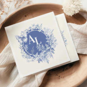 Servilleta De Papel Boda Botánico Floral Blue Chinoiserie