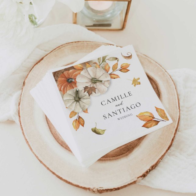 Servilleta De Papel Boda botánico otoño personalizado (Fall Botanical Wedding Personalized Wedding Paper Napkins)