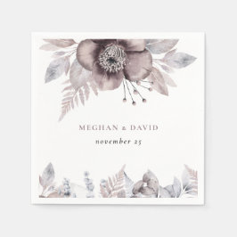 Servilleta De Papel Boda Botánico Rústico Acuarela Mauve Floral