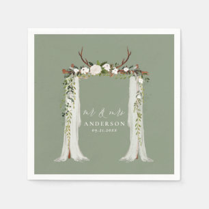 Servilleta De Papel Boda botánico rústico canopy script mr y mrs