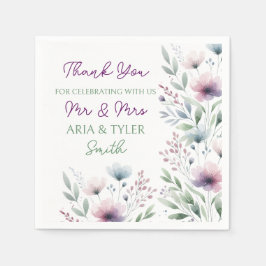 Servilleta De Papel Boda botánico Sage Green y Plum Purple