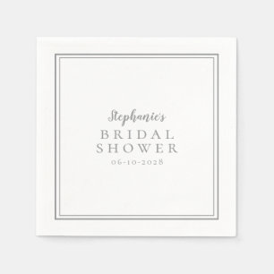 Servilleta De Papel Boda Bridal Bridal Blanco Gris Simple Moderno