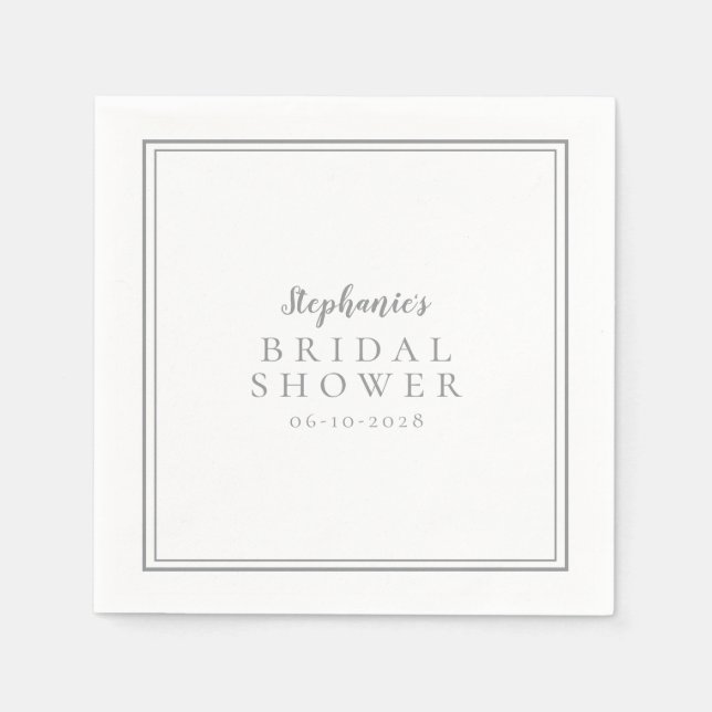 Servilleta De Papel Boda Bridal Bridal Blanco Gris Simple Moderno (Anverso)