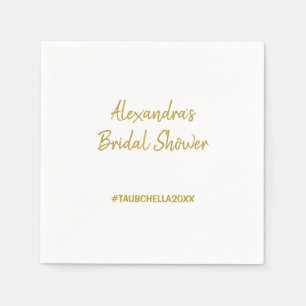 Servilleta De Papel Boda Bridal Shower Fiesta Napkins Hashtag Gold