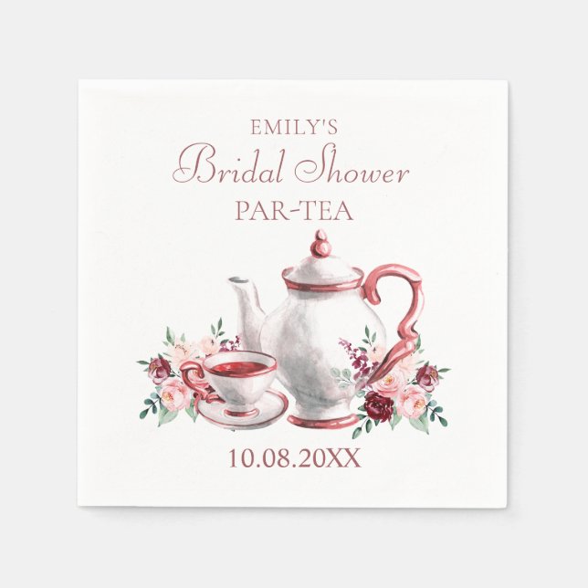 Servilleta De Papel Boda Bridal Shower Tea Fiesta (Anverso)