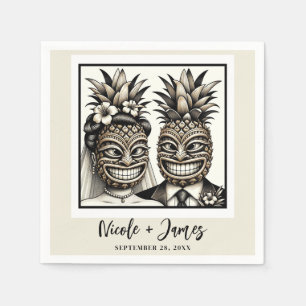 Servilleta De Papel Boda Bride & Groom Aloha Piña Tiki 