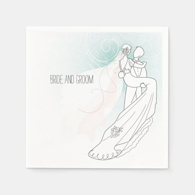 Servilleta De Papel Boda Bride y Groom (Anverso)