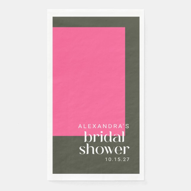 Servilleta De Papel Boda Brillante Mod Groovy Rosa Verde Personalizada (Anverso)