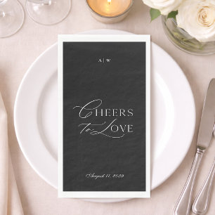 Servilleta De Papel Boda “Brindis al Amor” en Blanco y Negro