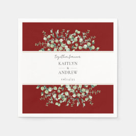 Servilleta De Papel Boda Burgundy Eucalyptus Juntos Por Siempre 