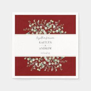 Servilleta De Papel Boda Burgundy Eucalyptus Juntos Por Siempre