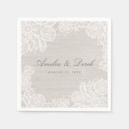 Servilleta De Papel Boda Burlap y Lace
