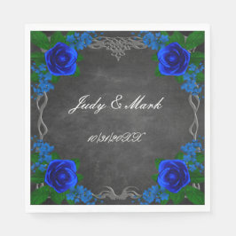 Servilleta De Papel Boda Caída del Royal Blue Rosa Chalk Board