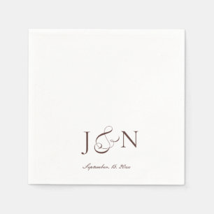 Servilleta De Papel Boda Caligrafía Script Marrón Marfil Clásico