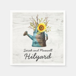 Servilleta De Papel Boda campestre en Sunflower & Rustic Wood Farm