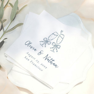 Servilleta De Papel Boda caprichosa azul retro con arco dibujado a man