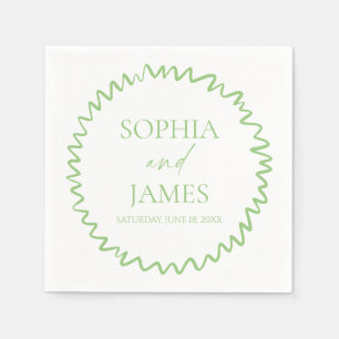 Servilleta De Papel Boda caprichosa con borde ondulado de color verde 