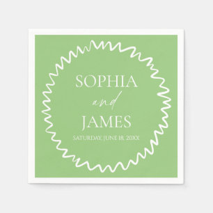 Servilleta De Papel Boda caprichosa con borde ondulado de color verde 