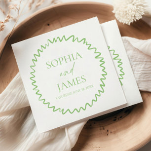 Servilleta De Papel Boda caprichosa con borde ondulado de color verde