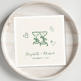 Servilleta De Papel Boda caprichosa de crema verde dibujada a mano