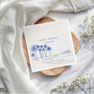 Servilleta De Papel Boda caprichosa de palma romántica de verano minim