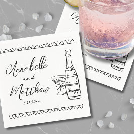 Servilleta De Papel Boda Caprichosa Dibujada a Mano
