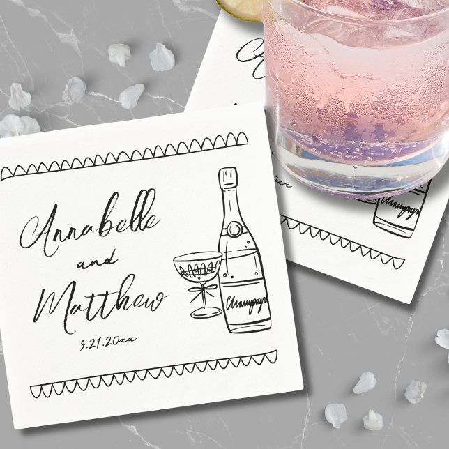 Servilleta De Papel Boda Caprichosa Dibujada a Mano (Hand Drawn Whimsical Wedding Napkins)