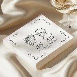 Servilleta De Papel Boda Caprichosa Dibujada a Mano