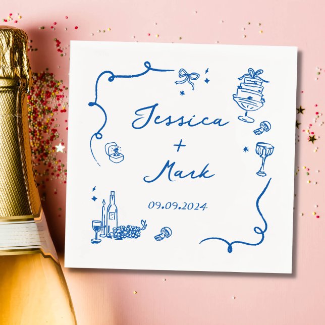 Servilleta De Papel Boda caprichoso de mano azul (Subido por el creador)