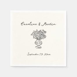 Servilleta De Papel Boda caprichoso, dibujado a mano