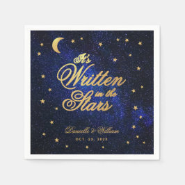 Servilleta De Papel Boda celeste escrito en las estrellas azul y oro
