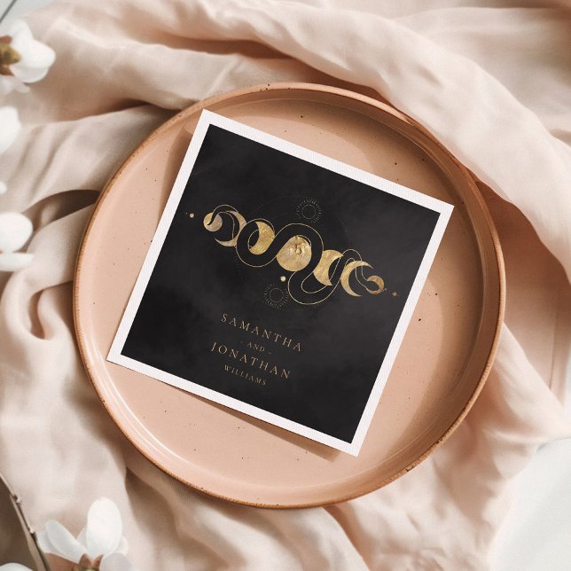 Servilleta De Papel Boda Celestial Black & Faux Gold Tarot (Subido por el creador)