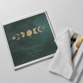 Servilleta De Papel Boda Celestial de Emerald Green y Faux Gold Tarot