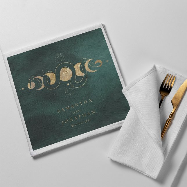 Servilleta De Papel Boda Celestial de Emerald Green y Faux Gold Tarot (Subido por el creador)