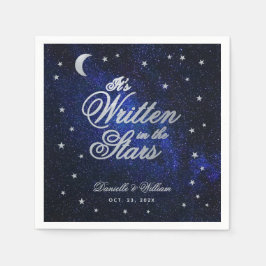 Servilleta De Papel Boda Celestial Escrita en Las Estrellas & Azul de 