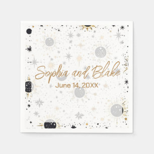 Servilleta De Papel Boda Celestial Negra y Dorada