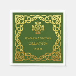 Servilleta De Papel Boda celta Green Faux Gold Personaliza