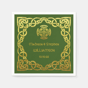 Servilleta De Papel Boda celta Green Faux Gold Personaliza