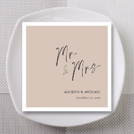 Servilleta De Papel Boda Champagne Sr & Sra Personalizada