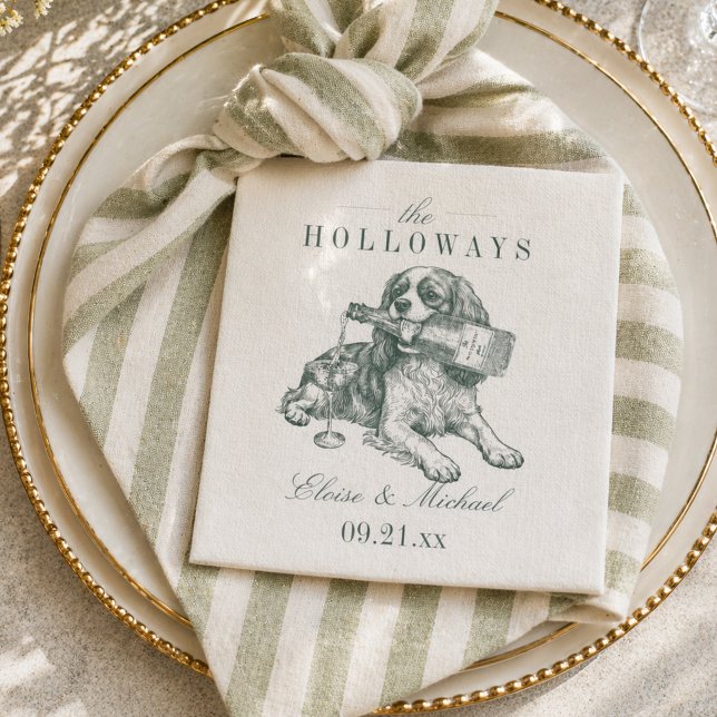 Servilleta De Papel Boda Champán Cavalier Verde Salvia Preppy (Preppy Sage Green Cavalier Champagne Wedding Napkins)