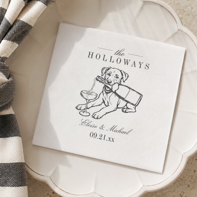 Servilleta De Papel Boda Champán Labrador Retriever Clásico (Classic Labrador Retriever Champagne Wedding Napkins)