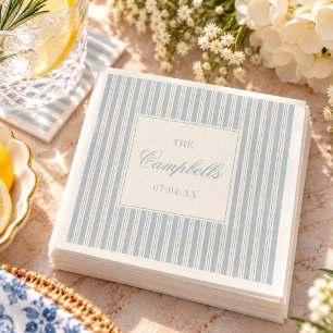 Servilleta De Papel Boda Chic de Campo Francés con Raya Azul Polvorien