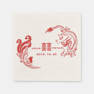 Servilleta De Papel Boda China Personalizada Dragón-Fénix Moderna